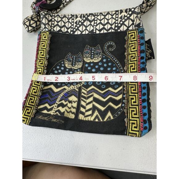 Vintage Laurel Burch Cat Bag Surf N Sand Crossbody Purse AdjustableStrap Cotton - Picture 15 of 16